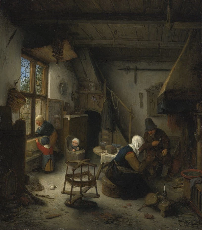 Interno con famiglia paesana
